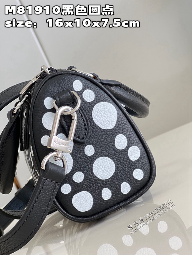 LV專櫃2023新款LV x YK Nano Speedy手袋 M81910黑色圓點 路易威登手提肩背女包 dn1367